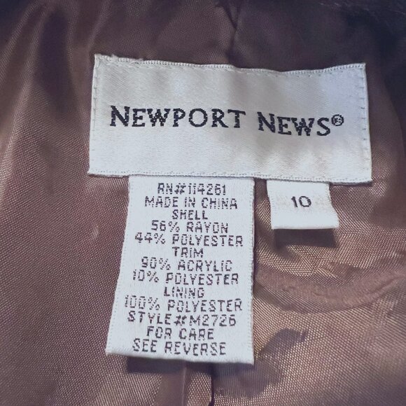 Newport News-Vintage Paisley Print Faux Fur Coat/Jacket-Hook Closure-Pockets-10 - Picture 16 of 16